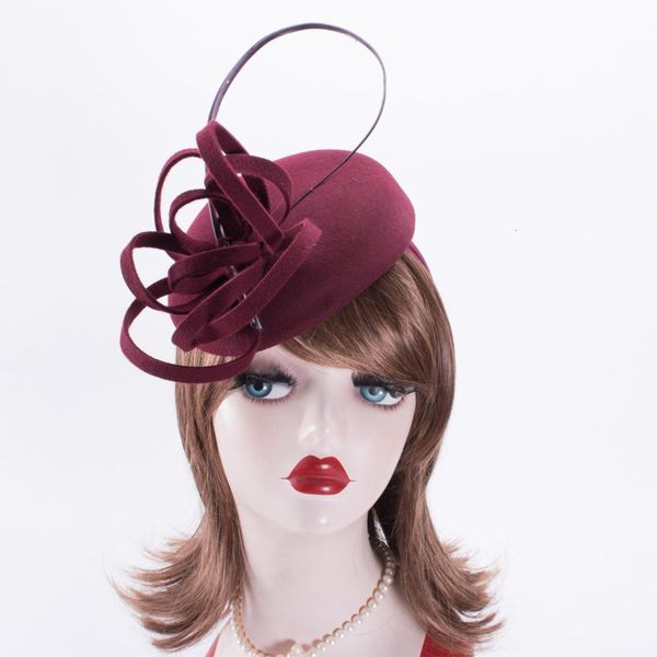 

2021 new teardrop womens vintage look wool felt ostrich quills fascinator cocktail hat a569 2o01, Blue;gray