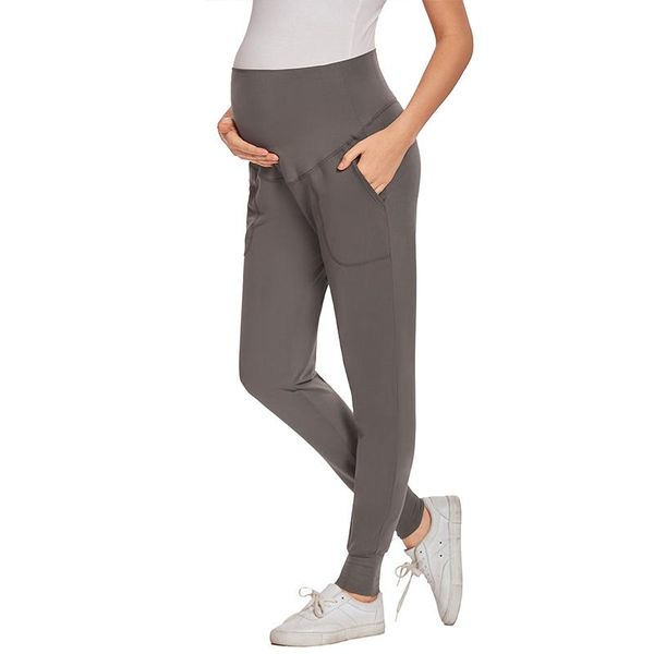 

women's maternity joggers pants maternity sweatpants over the belly super stretchy pregnancy yoga sweatpants pants with pockets, White