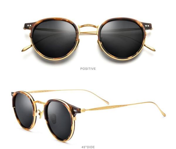 

sunglasses titanium acetate retro women round polarized frame mirrored uv400 vintage driving sun glasses men, White;black