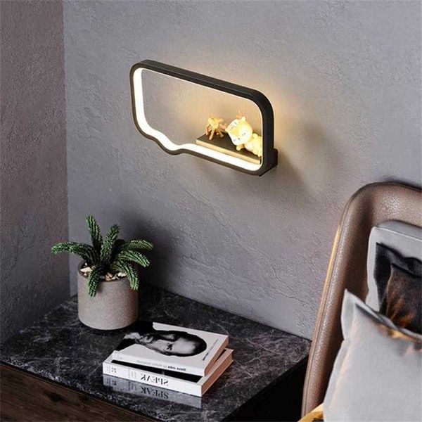 Nordic Minimalist Gang Wand Lampe Moderne Schlafzimmer Nacht Wohnzimmer Led Licht Super Helle Kreative Lagerung Küche Armaturen 210724