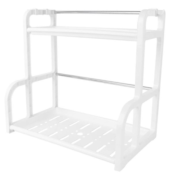 

hooks & rails 1set double-layer kitchen seasoning storage rack cooking utensils organizer