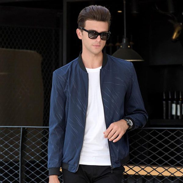 

men's jackets est men spring and autumn coat strip jacket fashion long sleeve solid casual with zipper, Black;brown