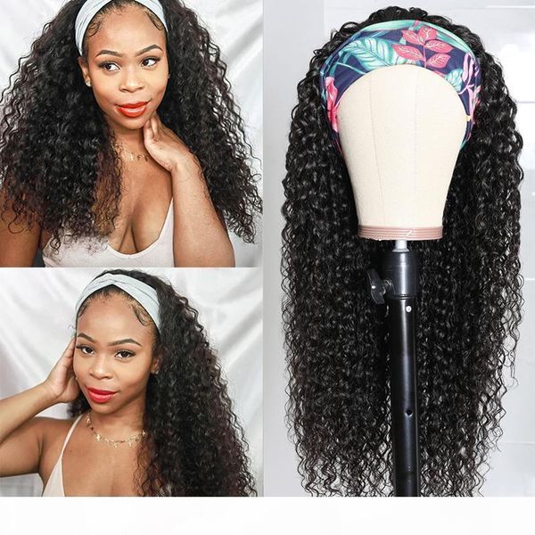 

gagaqueen malaysian water wave headband wig human hair 14"-26" virgin hair malaysian curly wig easy to install curly hair wig with, Black;brown
