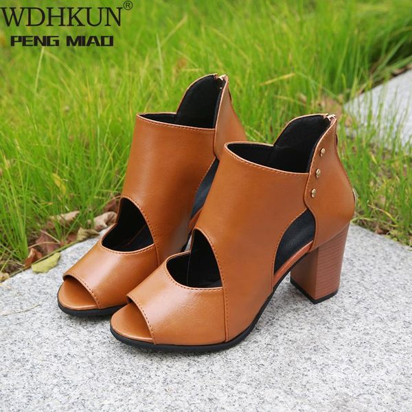 

sandals 2021 women gladiator high heels leather pumps ladies spring summer open toe sandalias mujer plus size 34-42, Black