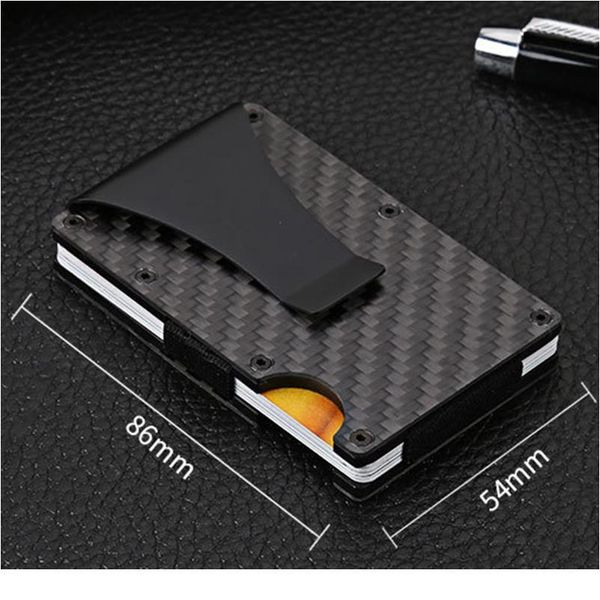

1pcs men slim carbon fiber rfid blocking metal wallet money clip credit card holder jllema