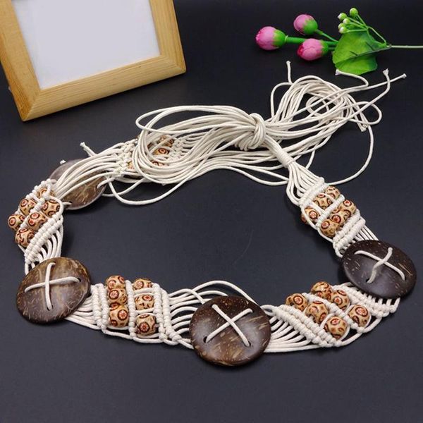 

belts women ethnic wind wax rope woven handmade belt bohemian waist chain dress accessories skirt, Black;brown