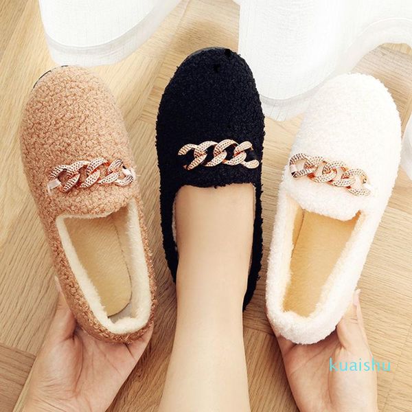 

boots winter warm plaid shoes skid soft bottom indoor home curly plush for women floors, Black