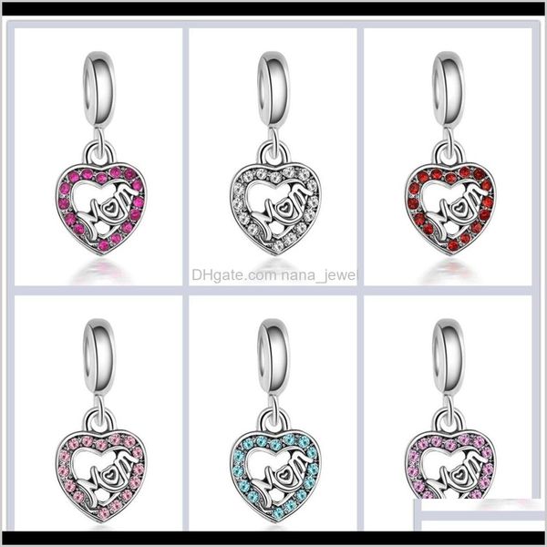 

mother's day jewelry crystal rhinestone mom beads charm silver big hole loose spacer craft bead pendant fit bracelet for jewelry mvlu8, Bronze;silver