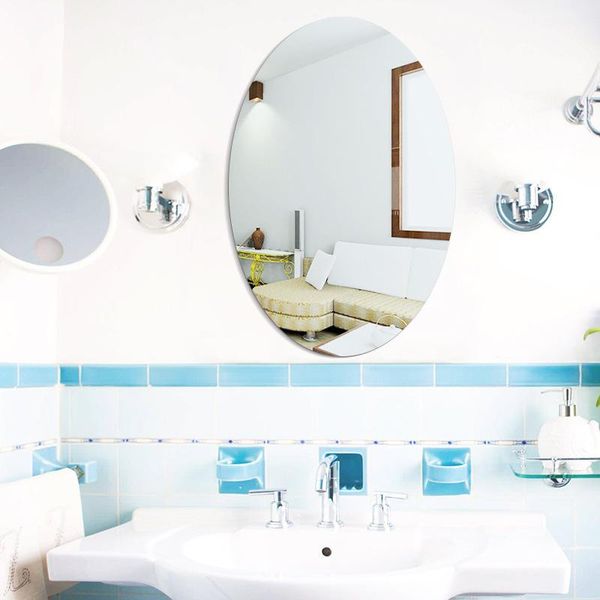 

wall stickers oval rectangular mirror sticker for toilet and bathroom home decoration diy acrylic