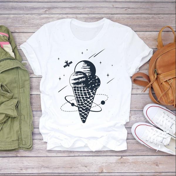 

women short sleeve space star 90s cute print clothes lady t shirts womens t shirt ladies graphic female tee t shirt, White