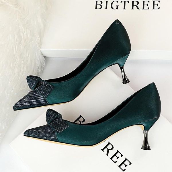 

dress shoes bigtree 2021 brand suede women pumps luxury rhinestones butterfly party wedding elegant high heels autumn prom, Black