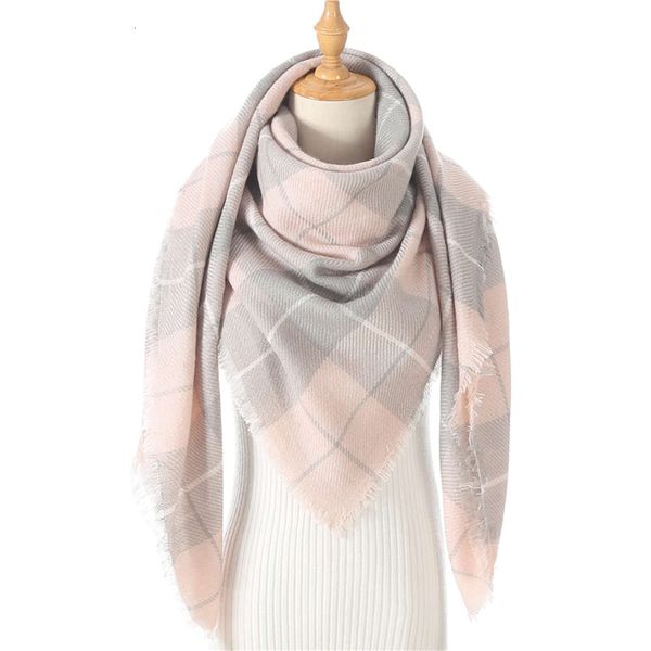 

women knit winter scarf cashmere pashmina female plaid warm triangle scarves blanket shawls bandana wraps bufanda 2020 new, Blue;gray