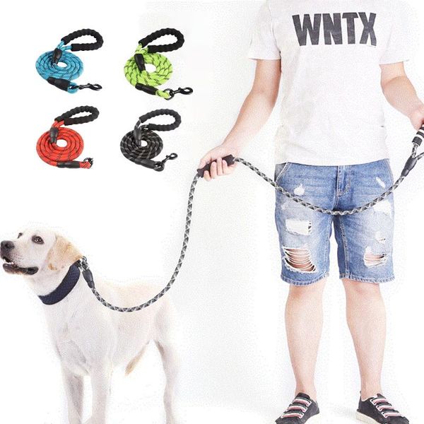 

dog collars & leashes 5 ft strong leash with comfortable padded handle and highly reflective threads for medium large