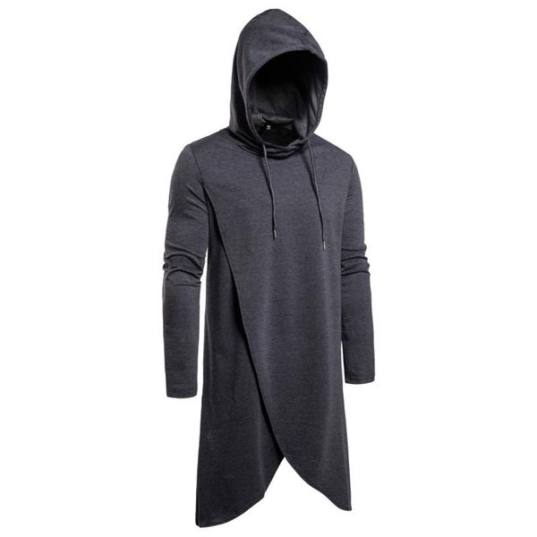 

men's hoodies & sweatshirts oversized solid color personality dark style hip hop long cross corner hooded male oversized#8, Black