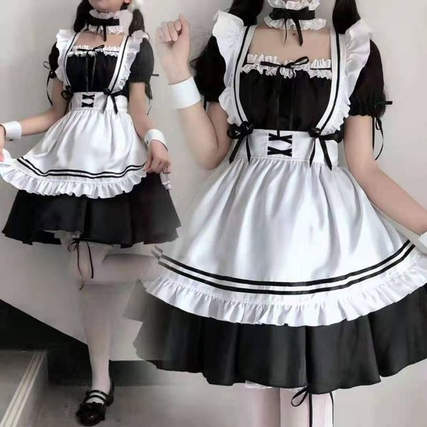

luxury casual dresses kawaii maid cosplay cute lolita drs two dimensional women's big man uniform, Black;gray