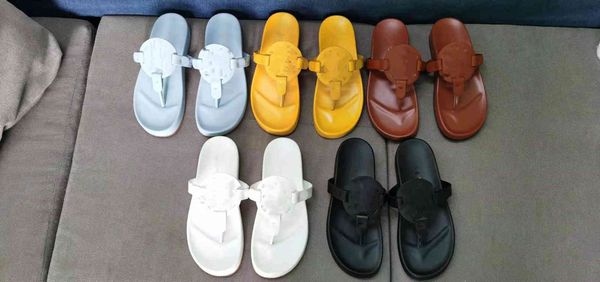 

luxury slippers real leather toe slippers beach flip flop women's sho, Black