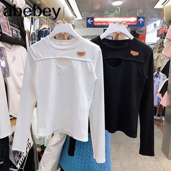 

women's t-shirt solid basic long sleeve womens tshirt casual black white fashion crop t shirt ladies korean tee