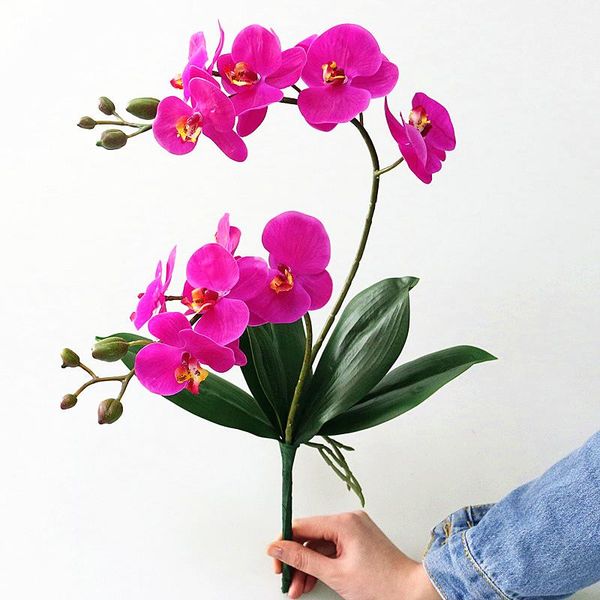 

flone artificial butterfly orchid with leaves flower real touch flowers simualtion plants wedding home office party decor