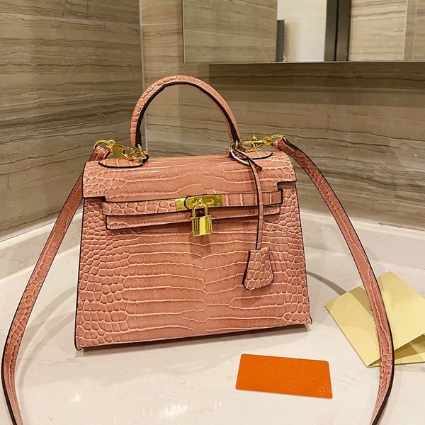 

ladies flap crossbody women hand bag alligator leather classic tote handbag high shoulder starp purse gold hardware