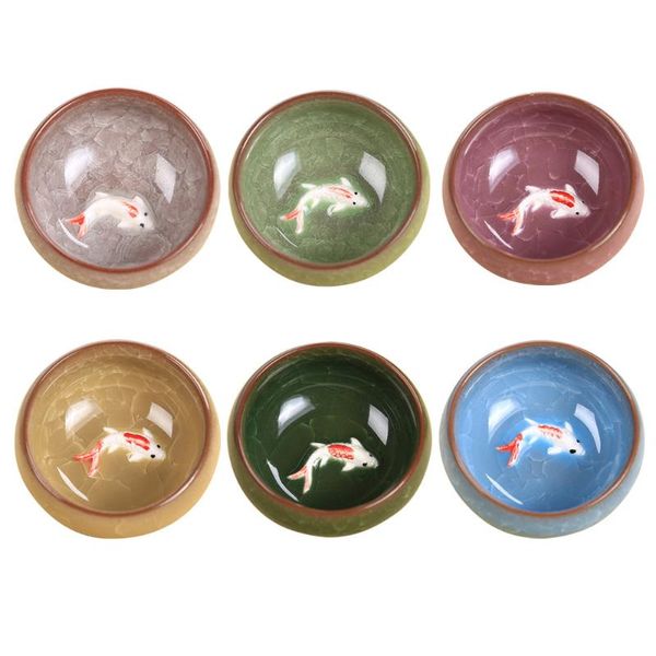 

mugs 6pcs ceramic fish teaware set premium smooth set(assorted pattern)