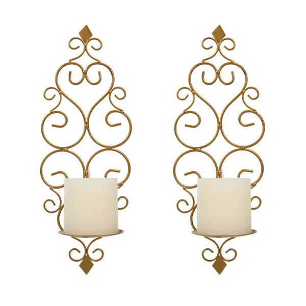 

candle holders manual welding candlestick wall-mounted hollow exquisite iron holder golden black for office coffee shop