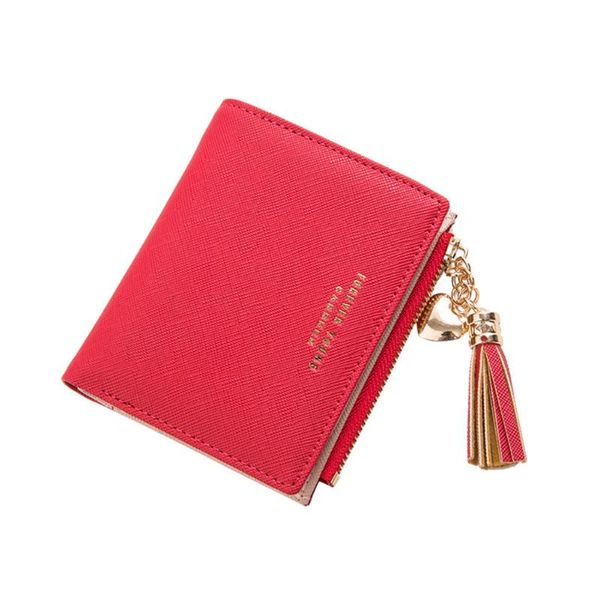 

wallets cash pu leather pocket folding card holder organizer mini fashion zipper girls women wallet coin purse credit short, Red;black