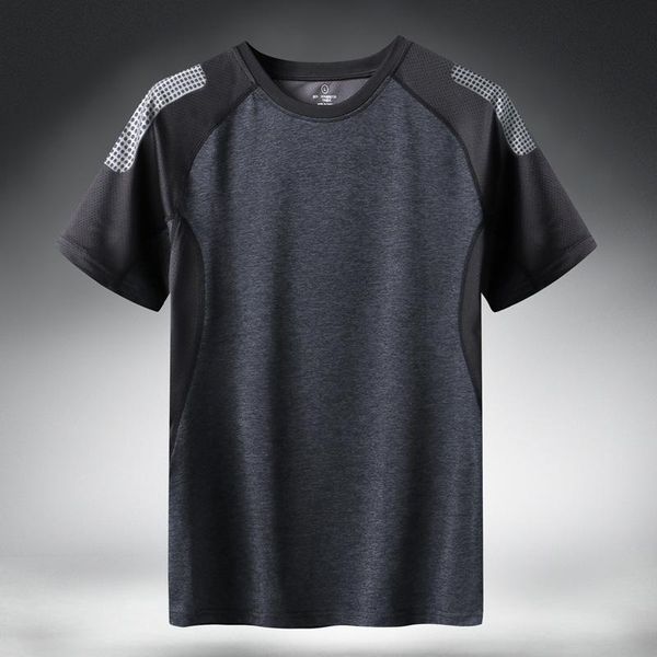 

men's t-shirts quick dry sport t shirt men summer short sleeves casual shredded ice o-neck oversized loose panel gym tshirt clothes, White;black