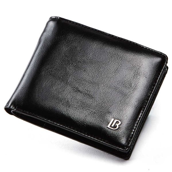 

truly leather new brand for men black brown bifold wallet rits wallets with gift box, Red;black