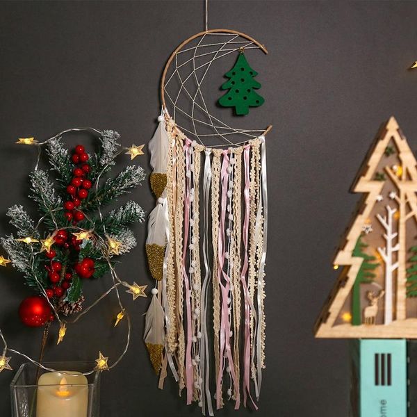

christmas dream catcher kids room decoration handmade feather xmas tree moon large dreamcatcher wall hanging decoration