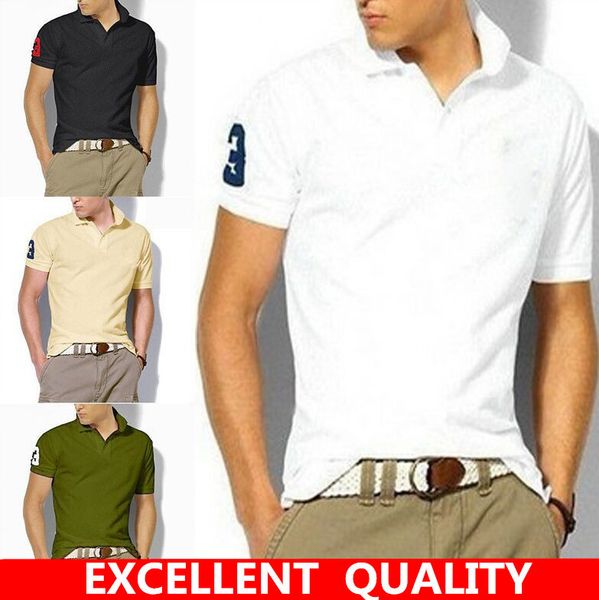 

men's polo shirt summer big small horse crocodile embroidery cotton men's business casual shirt short sleeve breathable soft polo, White;black