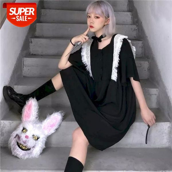 

black harajuku oversized dress design dresses for women clothes lace stitching 2020 summer new party dress club outfits #vw0s, Black;gray