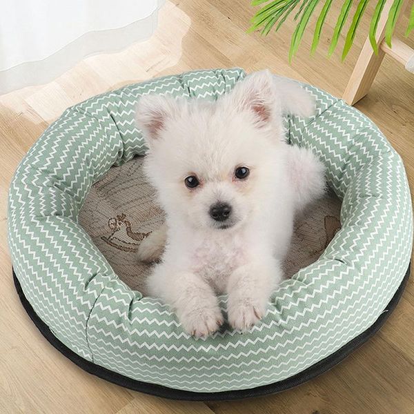 

cat beds & furniture round pet bed striped pattern all seasons universal dog pad deep sleeping comfortable nest mat for cats dogs supplies