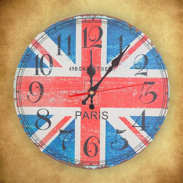 

wall clocks european style antique old clock 12 inch environmental protection wooden frameless fashion home
