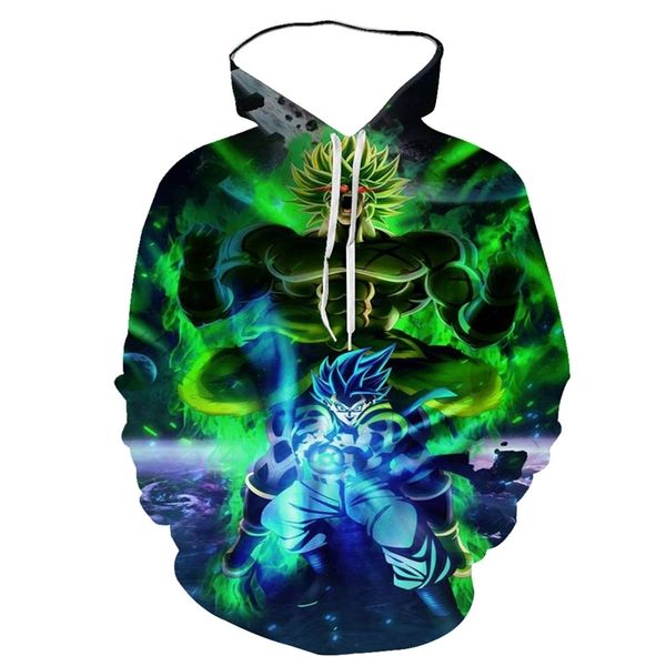 

2020 cartoon 3d digital printing men's casual hooded sweater, Black