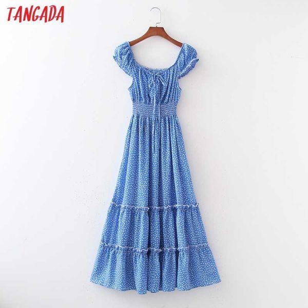 

tangada summer women dots print french style dress puff short sleeve ladies dress vestidos 1d301 210609, Black;gray