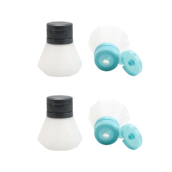 

4pcs cover seasoning bottle seasoning pot container jar condiment can for barbecue kitchen (blue + black)