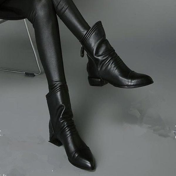 

swonco 42 size boots shoe women autumn female footwear fashion shoes otg0, Black