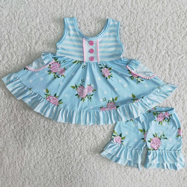 

fashionable summer kids girls clothing sets sleeveless t shirts dress pants floral clothes outfits boutique, White