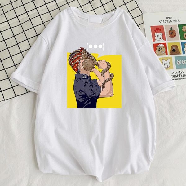 

men's t-shirts alien hug face worm prints mens tshirt street t-shirt sport crewneck style comfortable men short sleeve, White;black