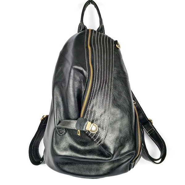 

backpack fashion unique soft genuine leather black factory outlet