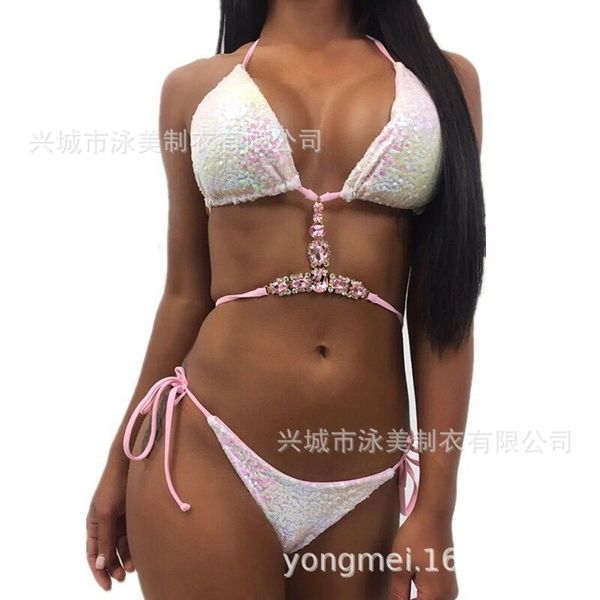 

sequin bikini swimsuit, White;black