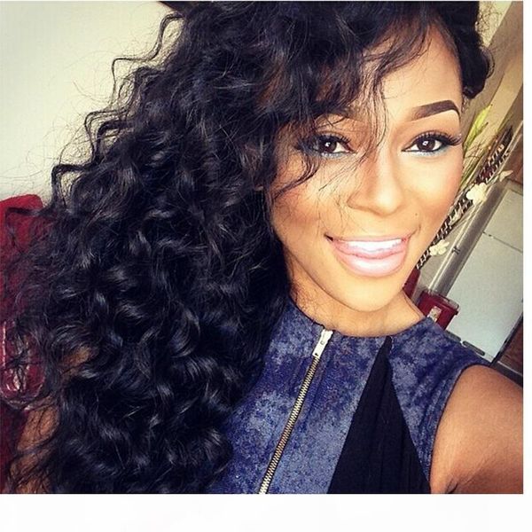

deep curly lace front wig with baby hair brazilian for black women remy hair lace wig 150% density, Black;brown