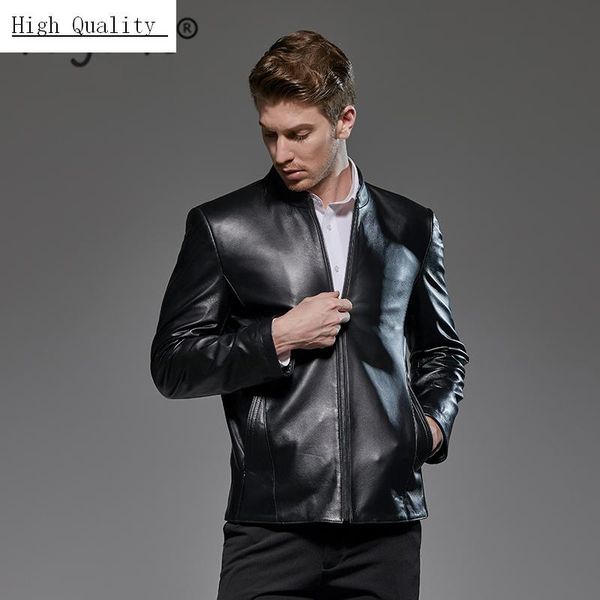 

men's leather & faux plus size real jacket men clothes 2021 streetwear fashion mens sheepskin coat slim 6xl genuine coats 1802, Black