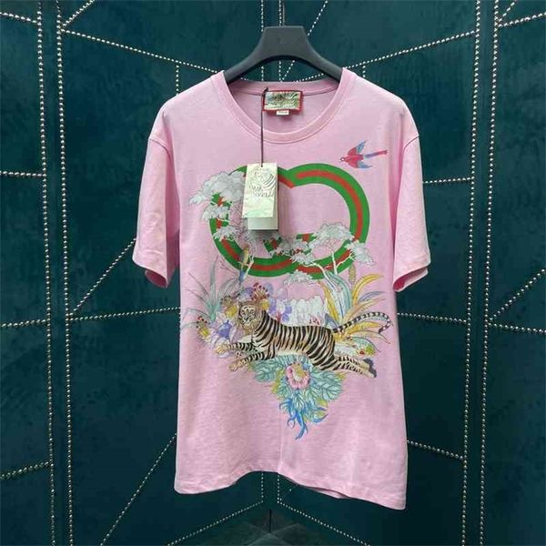 

2022 spring and summer new year of the printed short sleeve round neck loose casual men's women's t-shirts trend 7441, White;black