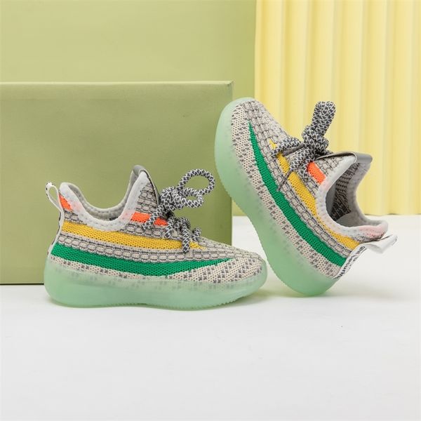 

fashion children sport shoes 2021 spring boys new fly woven breathable casual dad shoes kids shoes for girl toddler sneakers 210308, Black