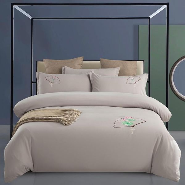 

bedding sets brushed microfiber ultra soft zipper closure chic embroidery duvet cover bed sheet pillowcases twin double  king