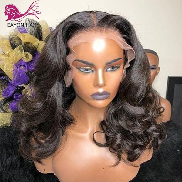 

lace wigs eayon loose wave brazilian human hair 13x4 wig pre plucked wavy frontal 150density 8-16inch for black women, Black;brown