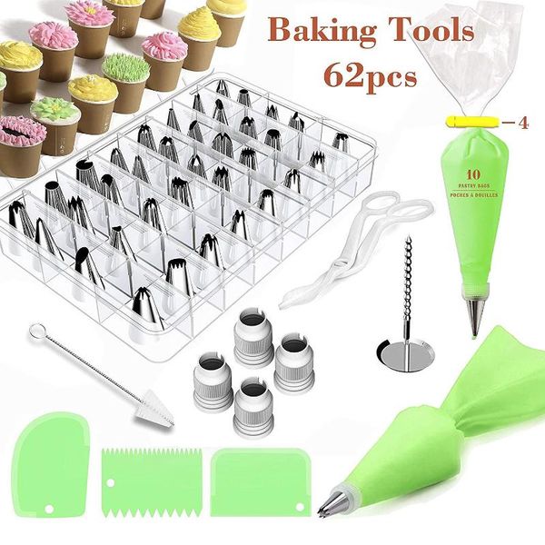

62pcs rose icing piping nozzles stainless steel flower mouth cream pastry tips nozzles bag cake decorating tools
