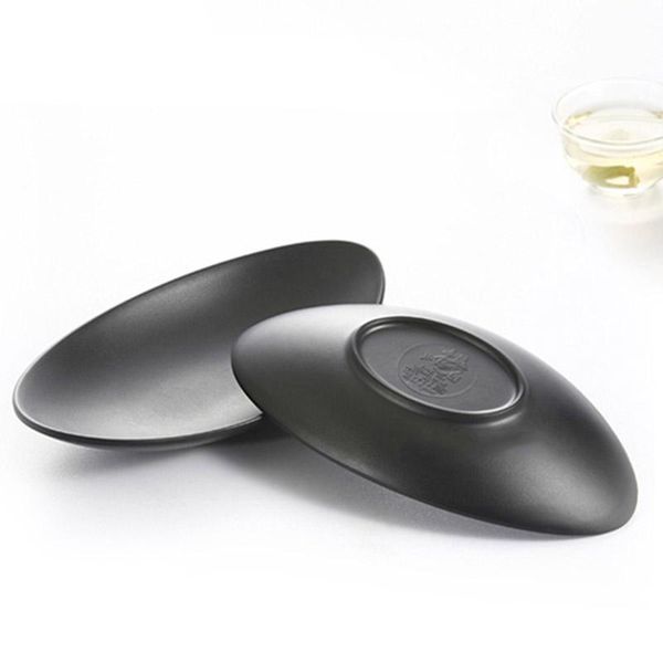 

dishes & plates 1 pcs oval ingot plate younger deep frosted black el japanese dim sum seafood sushi imitation porcelain tableware