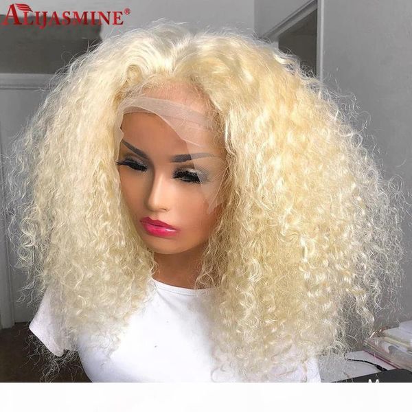 

613 blonde curly lace front wig hd transparent lace frontal wig remy 13x6 front wigs for black women curly preplucked, Black;brown
